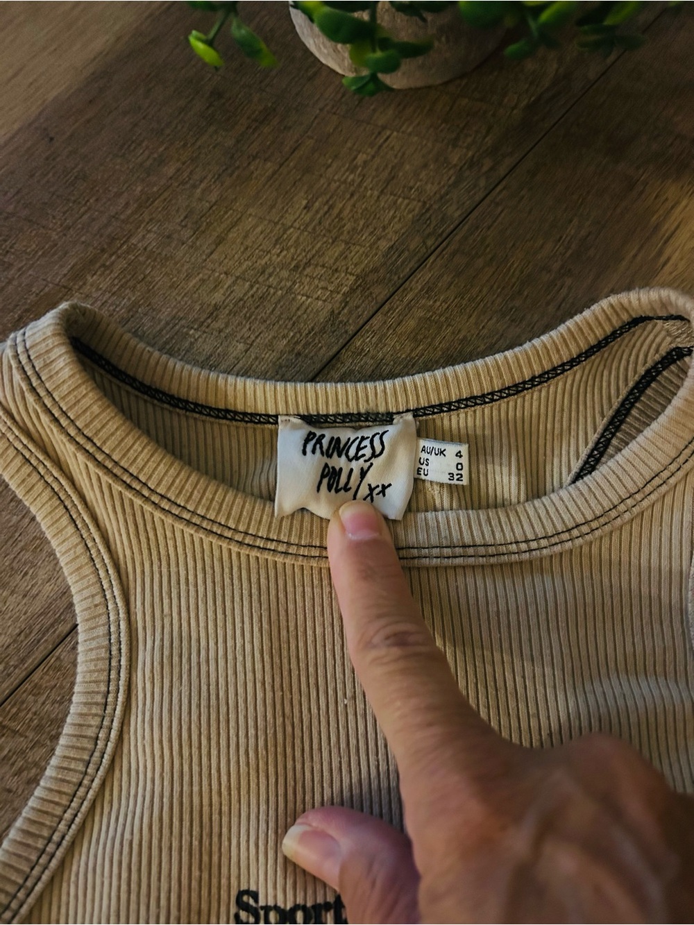Princess Polly Cream Ribbed Racerback Tank Top - Picture 2 of 3
